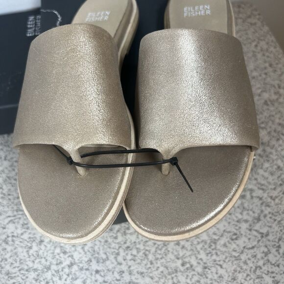 EILEEN FISHER | Kore PM flat Sandals platinum size 7 NWB summer boho thong $195 - Picture 5 of 8